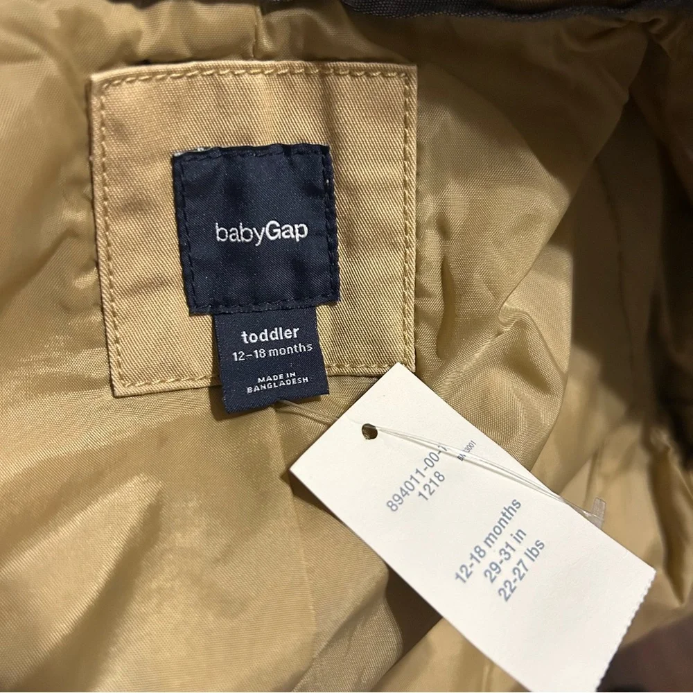 Baby Gap Blazer Jacket 12-18 Months Dark Khaki Gold Lining‎ NWT